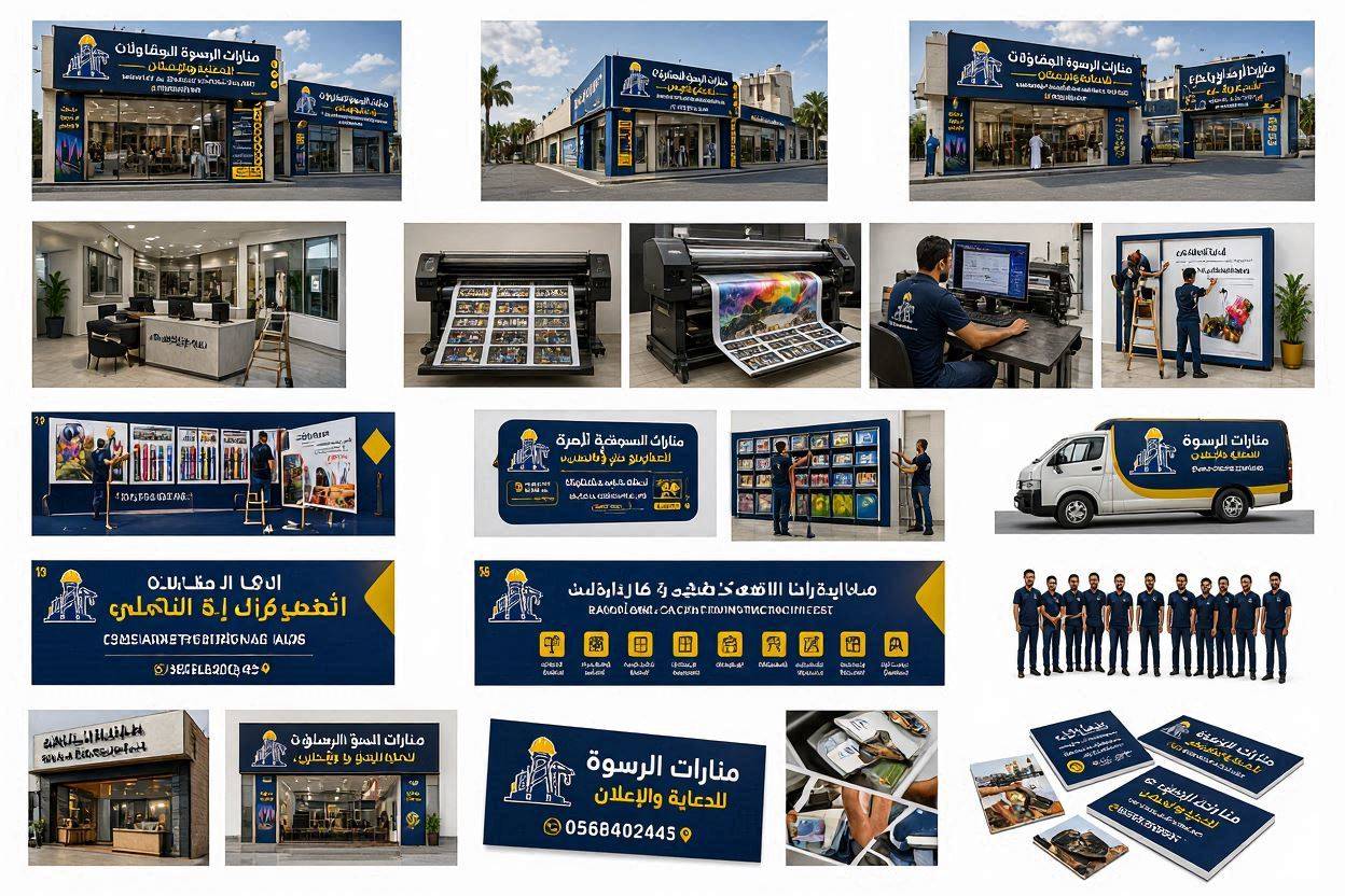 تركيب لوحة إعلانية لمطعم في الرياض - منارات الرسوة